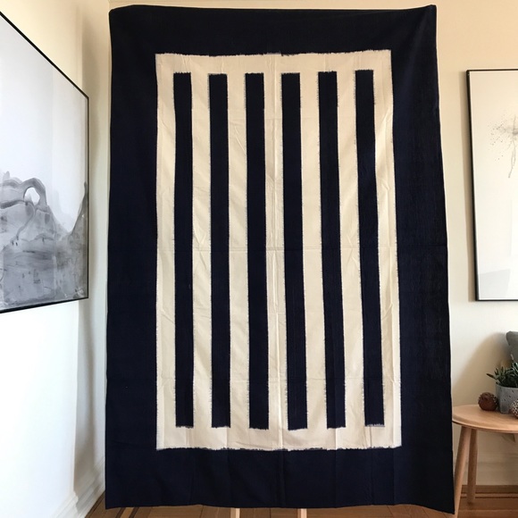 Stitchwalla Indigo Dyed Throw Blanket Tapestry New - Picture 2 of 4
